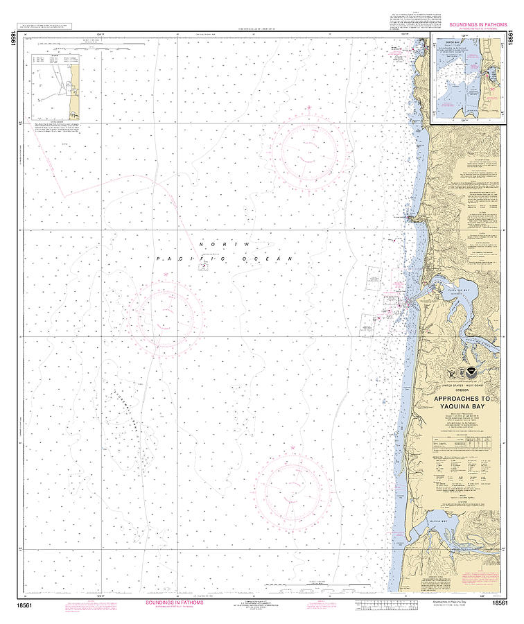 Nautical Chart Digital Art - Approaches To Yaquina Bay Oregon, Noaa Chart 18561 by Nautical Chartworks