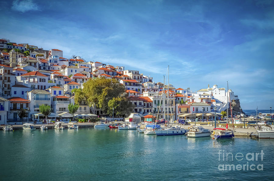 Boat Photograph - Approaching Skopelos Harbour by Viv Thompson