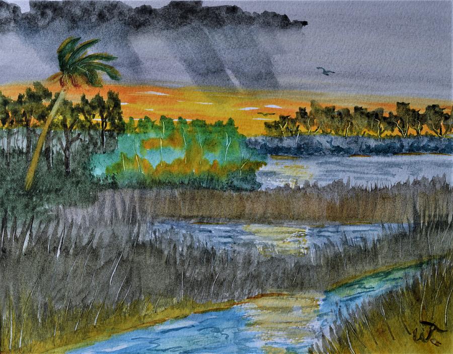 Approaching Storm over Paynes Prairie 2  Painting by Warren Thompson