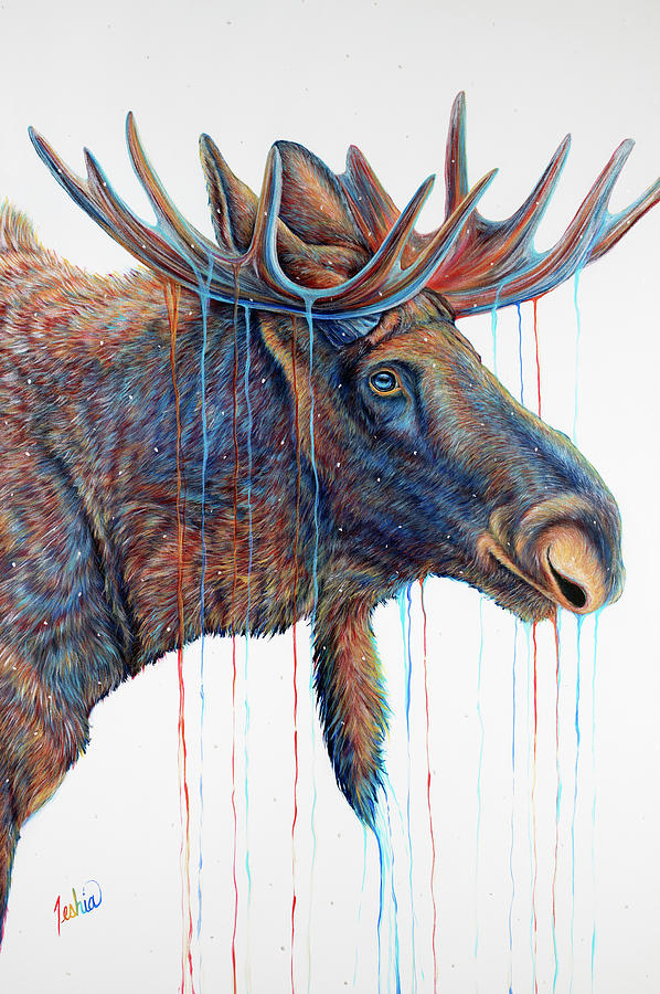 Apres Moose Painting by Teshia Art