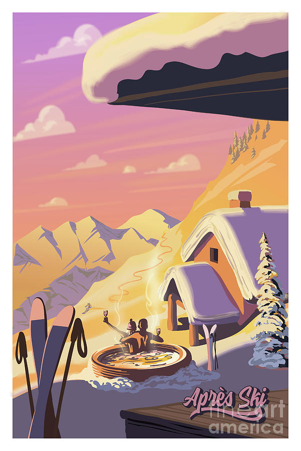 Apres Ski Painting - Apres Ski Retro poster art by Sassan Filsoof