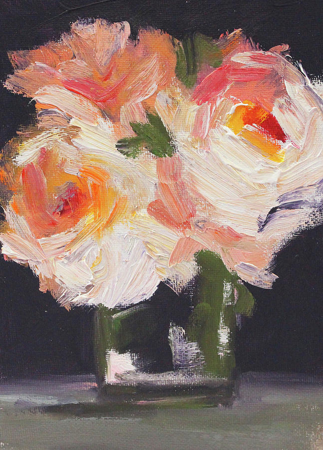Apricot Roses Painting by Nancy Merkle