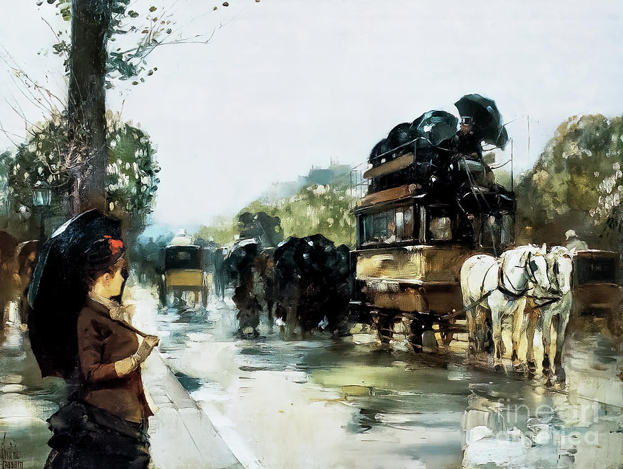 April Showers Champs Elysees Paris by Childe Hassam 1888 Painting by Childe Hassam