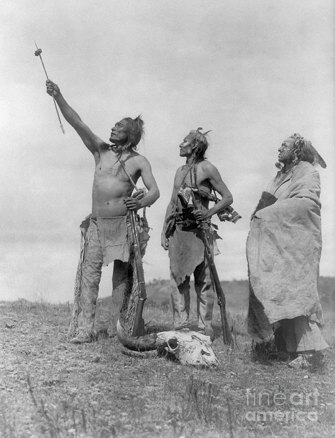 Apsaroke Men, 1908 Photograph by Edward S Curtis
