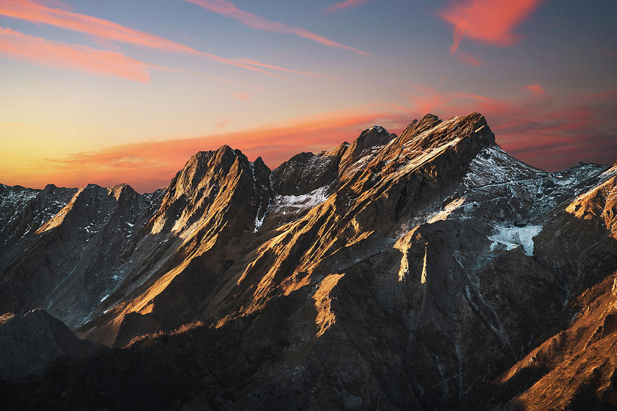 Red Sunset in Alpi Apuane Photograph by Stefano Orazzini