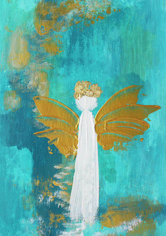 Aqua Angel Blessings Painting by Linh Nguyen-Ng