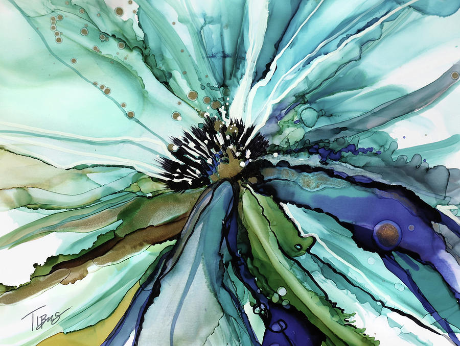 Aqua Bloom Painting by Julie Tibus