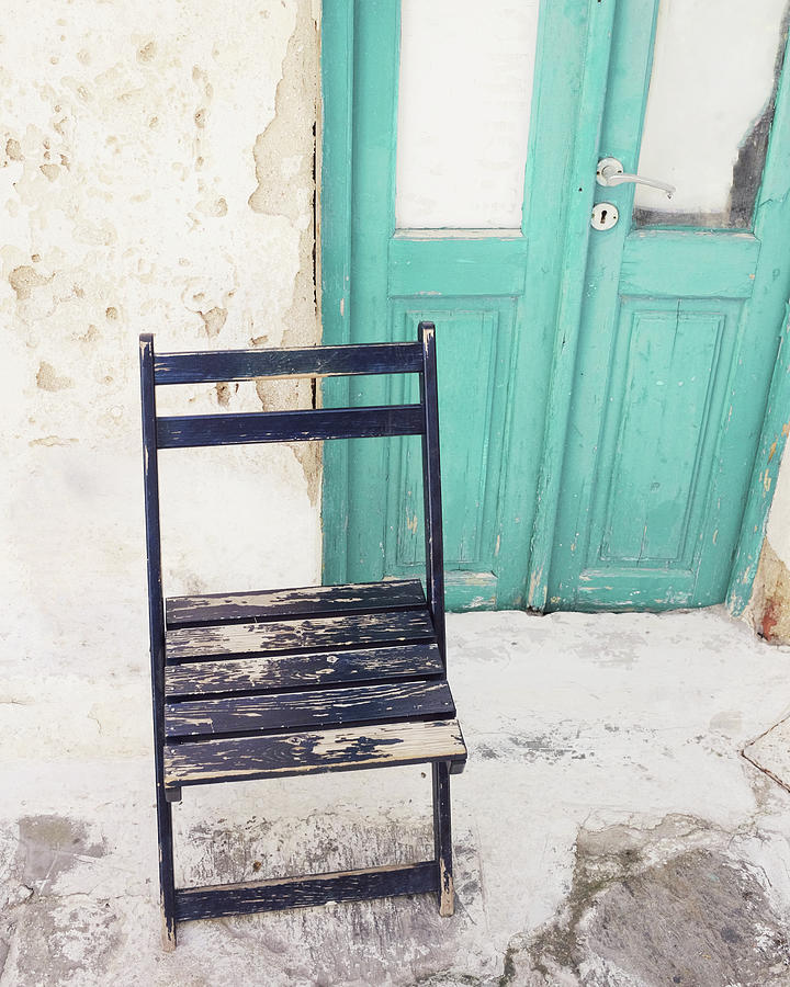 Aqua Door and Black Chair Photograph by Lupen Grainne