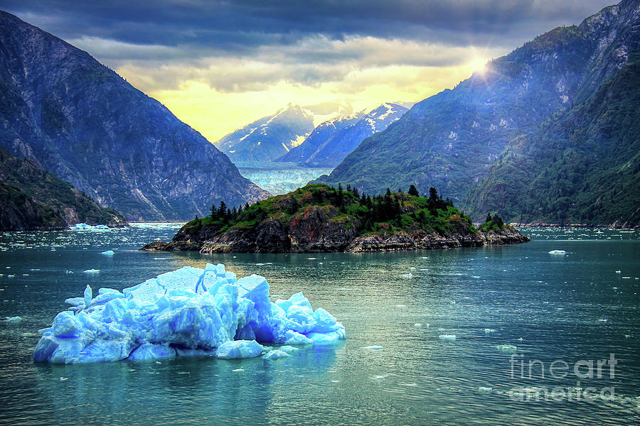 Mountain Photograph - Sawyer Glacier Aqua Iceberg  by Michele Hancock Photography