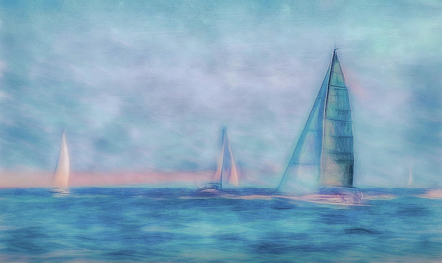 Aqua Sails Digital Art by Kevin Lane