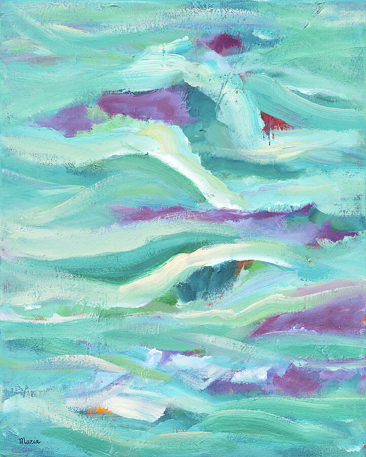 Aqua Seascape Painting by Maria Meester
