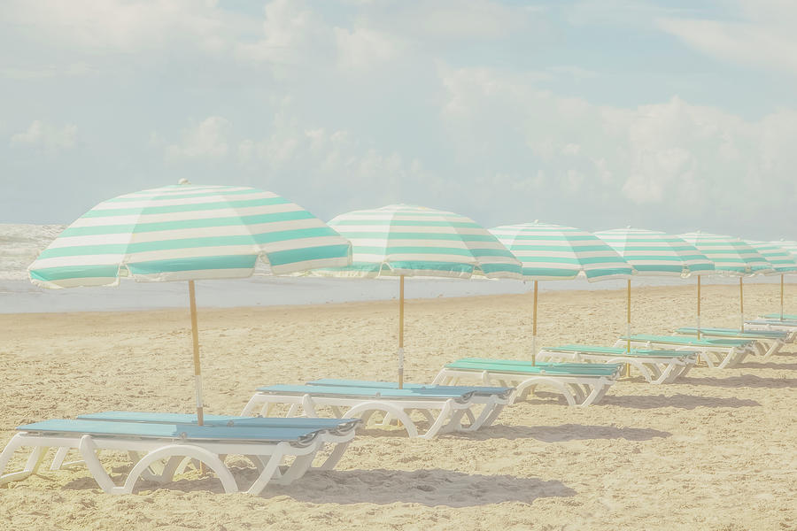 Summer Photograph - Aqua Umbrellas, Cocoa Beach by Brooke T Ryan