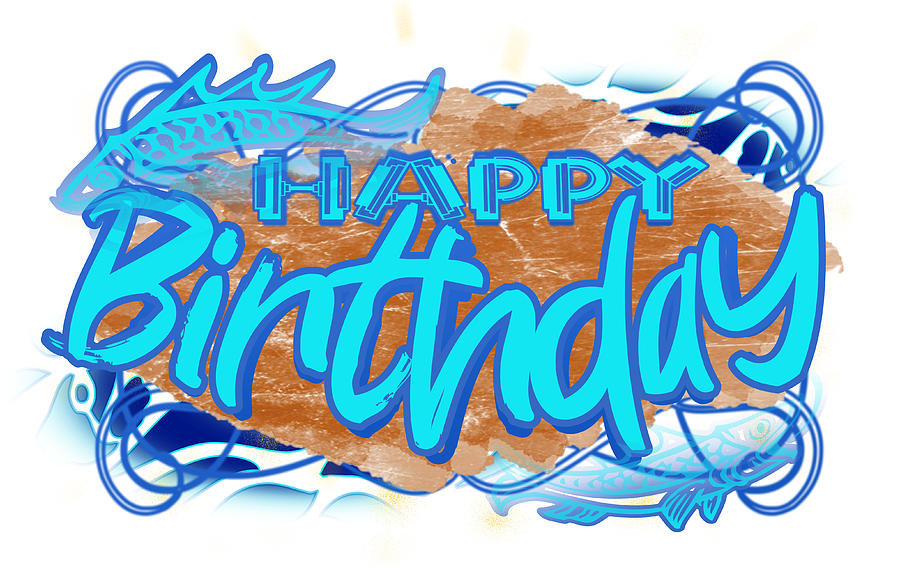 Aquamarine a Cyan Blue Pisces March Happy Birthday Digital Art by Delynn Addams