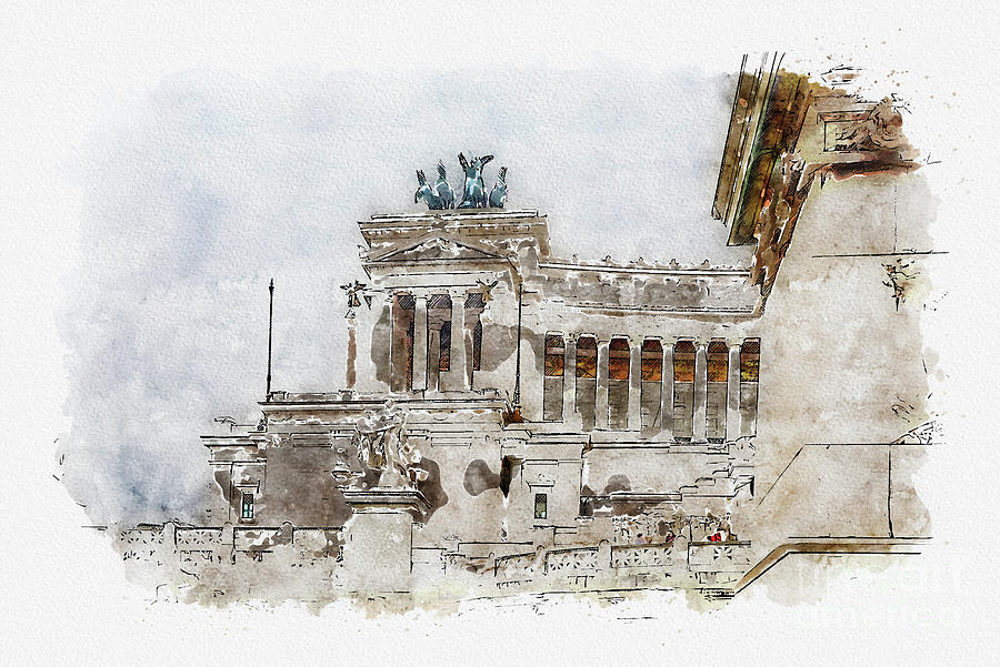 Aquarelle Sketch Art View To The Altar Of The Fatherland Mixed Media By Beautiful Things