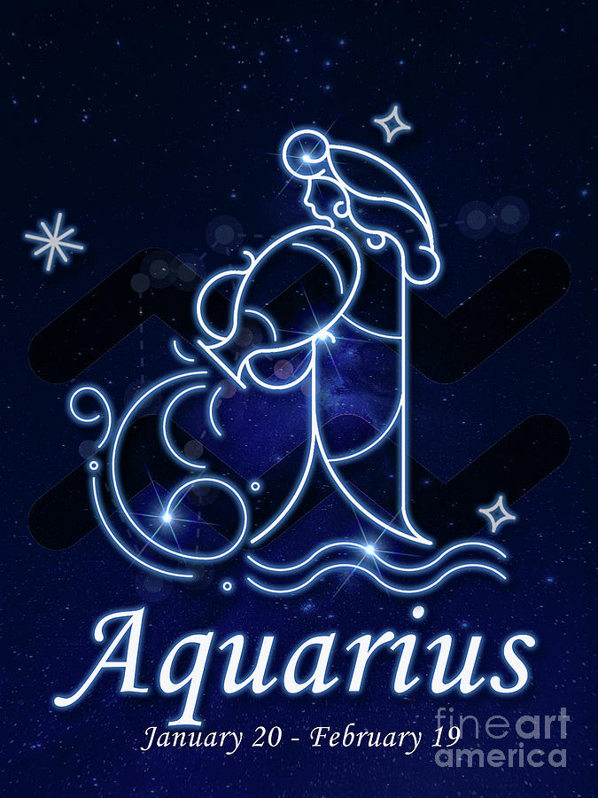 Aquarius Line Art Zodiac Sign Zodiac Poster Design Digital Art by GnG Bros