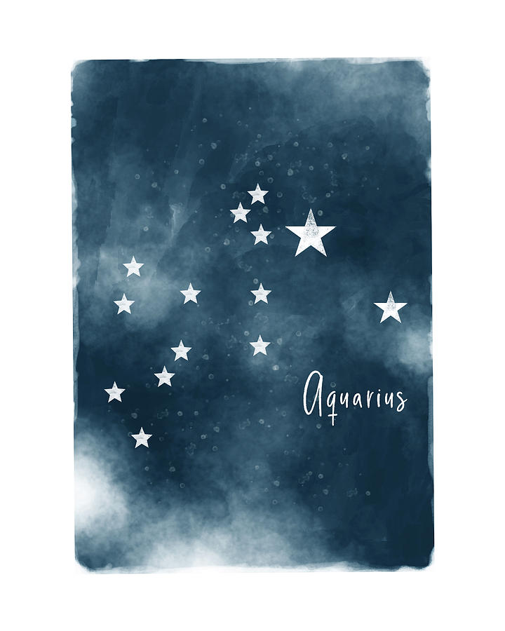 Aquarius Star Map- Art by Linda Woods Mixed Media by Linda Woods