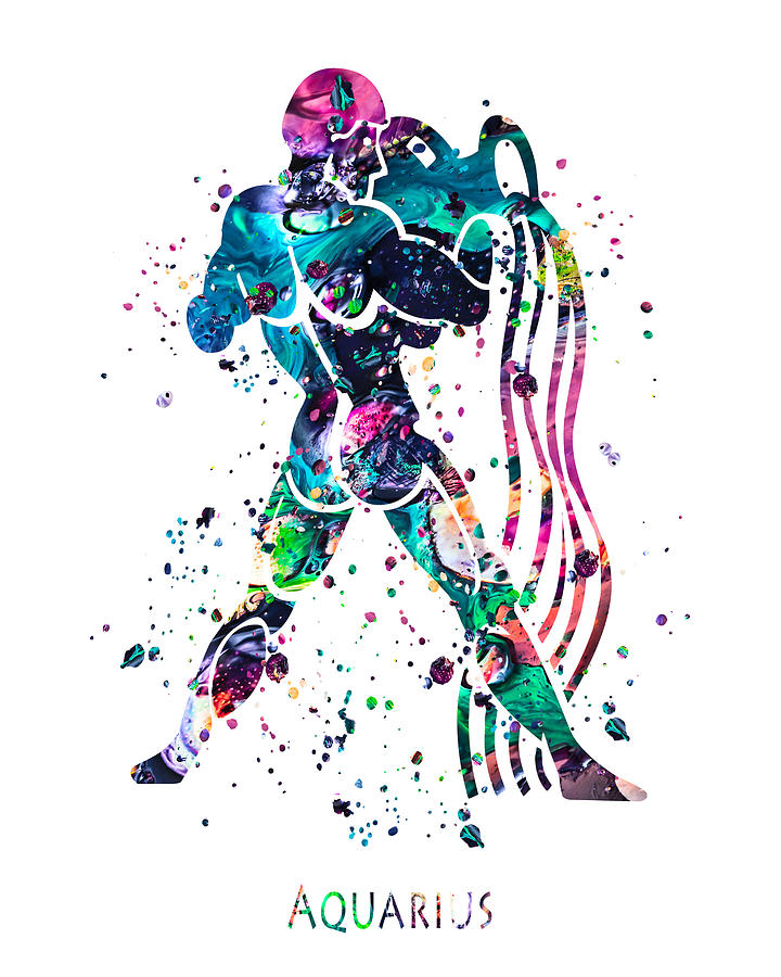Aquarius Painting - Aquarius Zodiac Sign by Zuzi s Aquarius Painting - Aquarius Zodiac Sign by Zuzi s