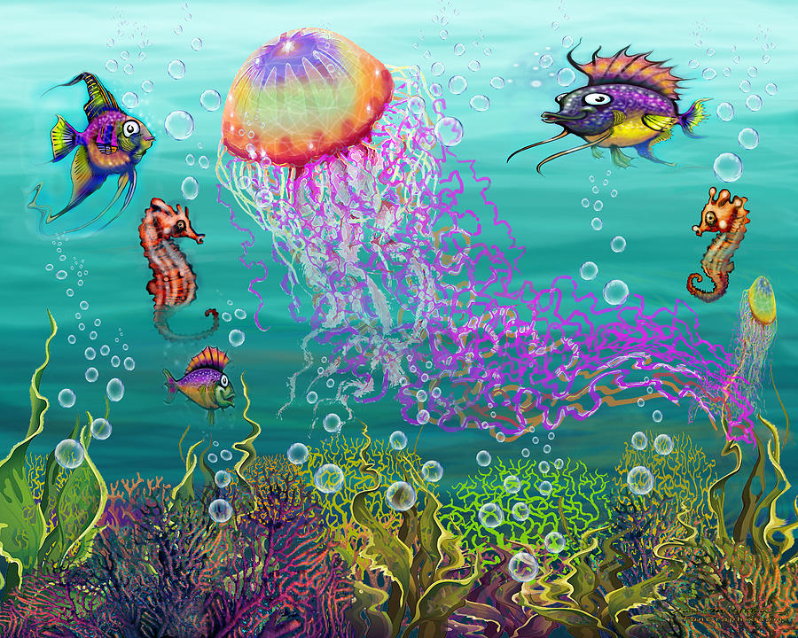 Aquatic Fantasy Scene With Jellyfish Digital Art