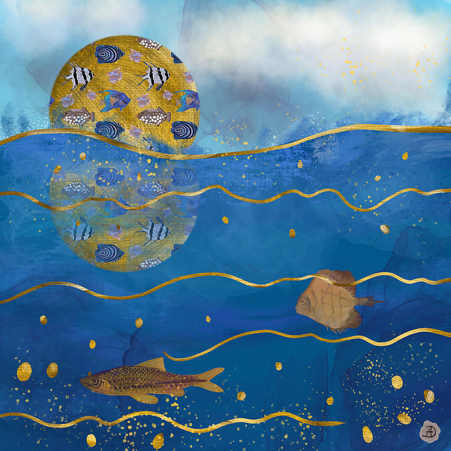 Aquatic Moon - Surrealist Dreamworld Digital Art by Andreea Dumez