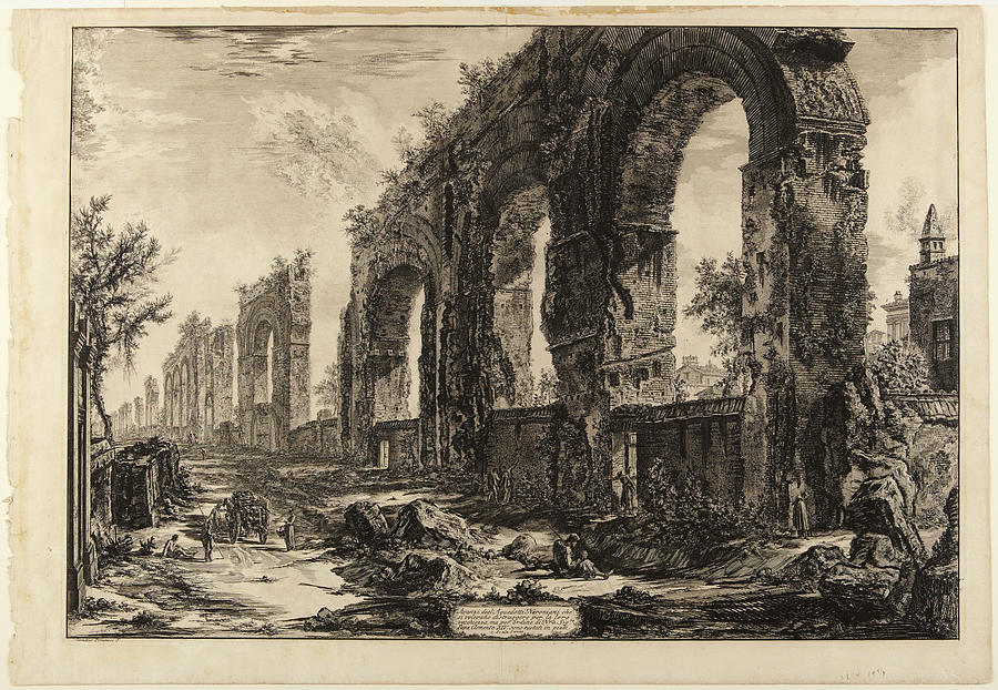 Aqueduct Of Nero Is A Neoclassical Etching Print Created By Giovanni Battista Piranesi In 1775. Painting
