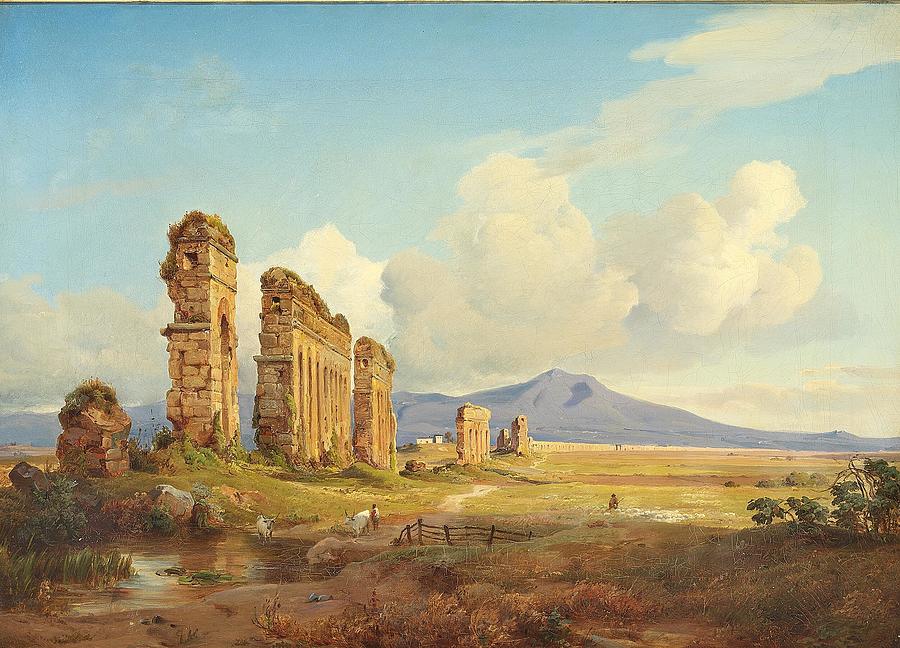 Aqueducts in Lazio Dansk Aquadukter i den romerske campagne Painting by ...