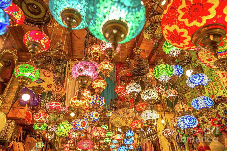Arab ceiling chandelier lamps Photograph by Benny Marty