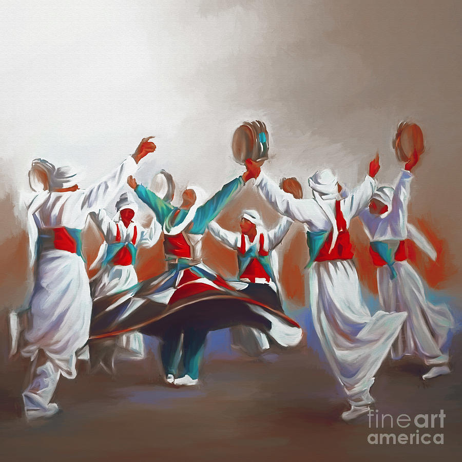 Arab dance in a group Painting by Gull G