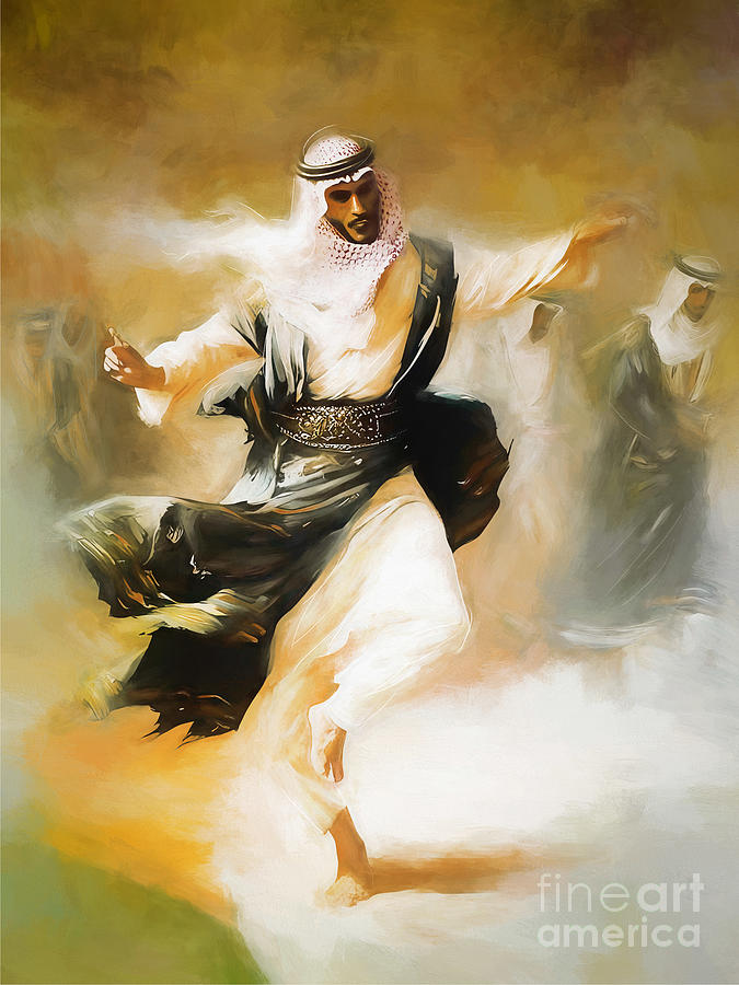 Arab folk dance Painting by Gull G