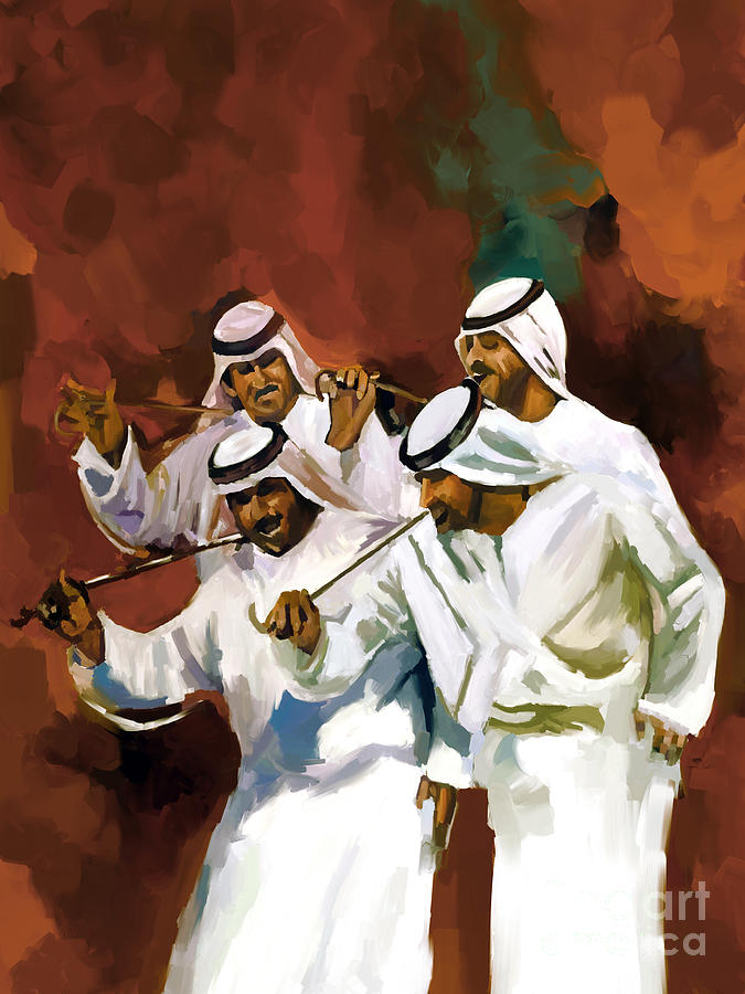 Abstract Painting - Arab folk dancers 12 by Gull G