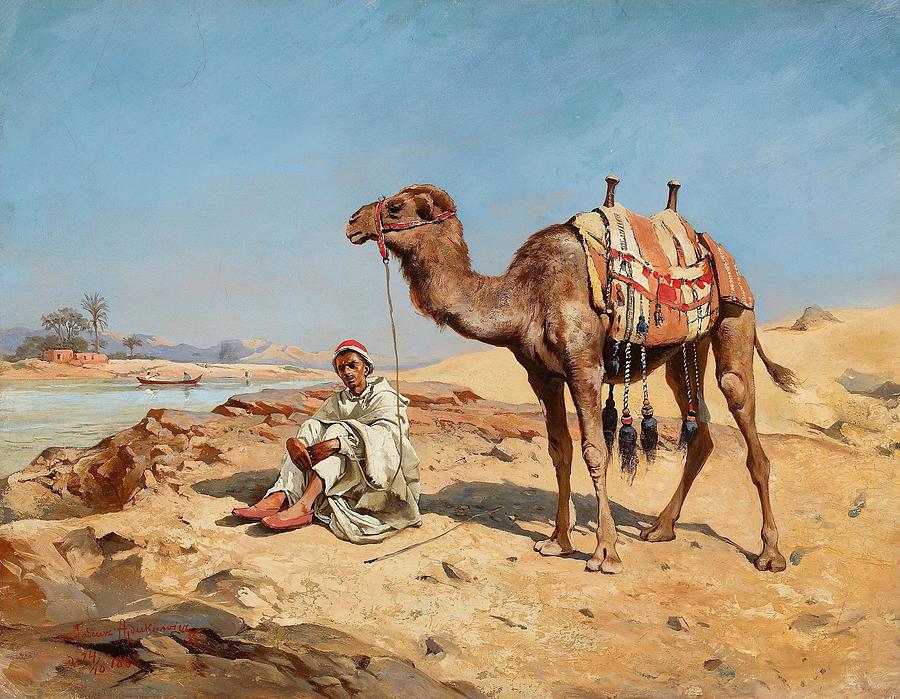 Arab in the desert Painting by Tadeusz Ajdukiewicz Polish | Pixels