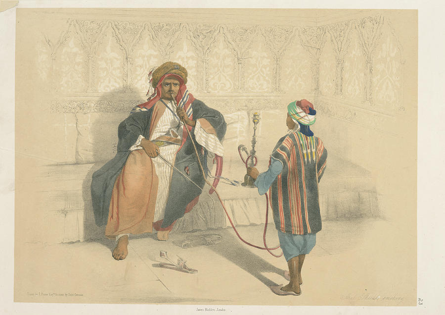 Arab sheikh smoking Painting by Artistic Rifki