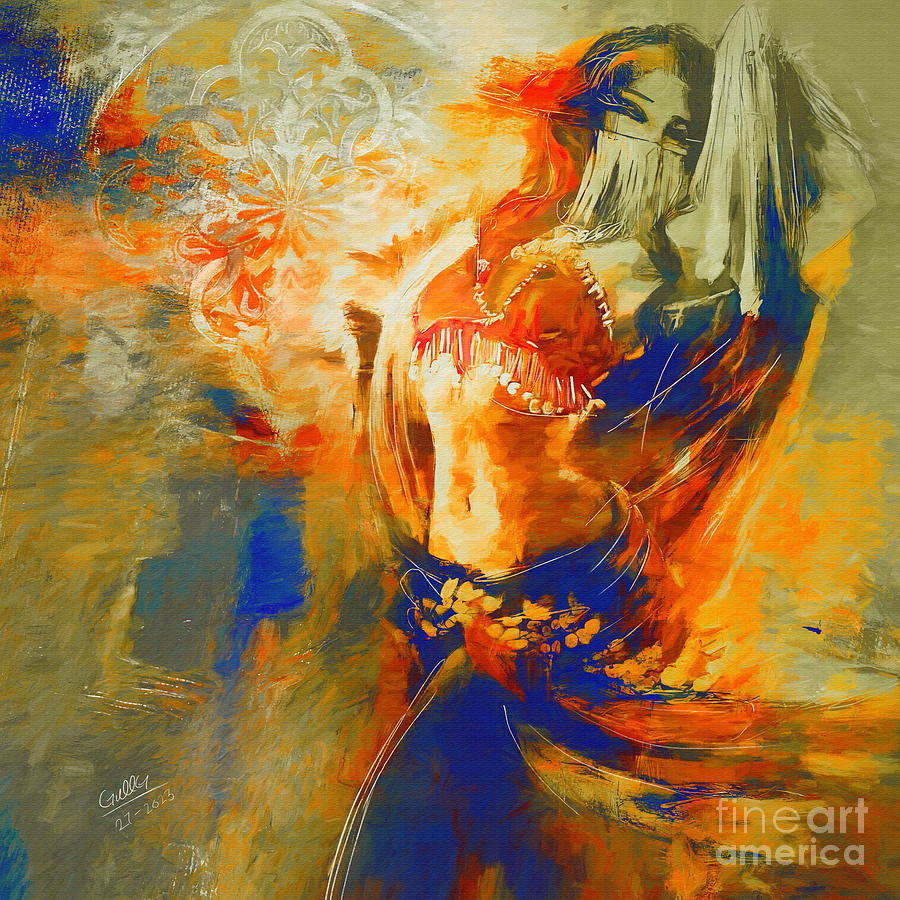 Bellydance Painting - Arabian Belly Dancer abstract art by Gull G