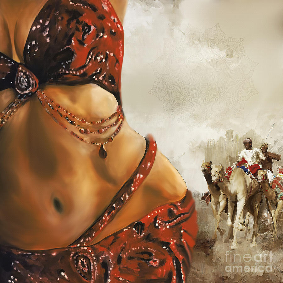 Arabian belly dancer in the desert  Painting by Gull G
