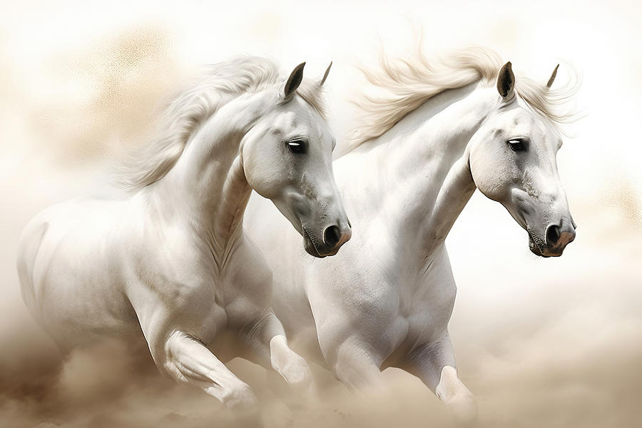 Arabian Horses In Sandstorm Digital Art by Athena Mckinzie