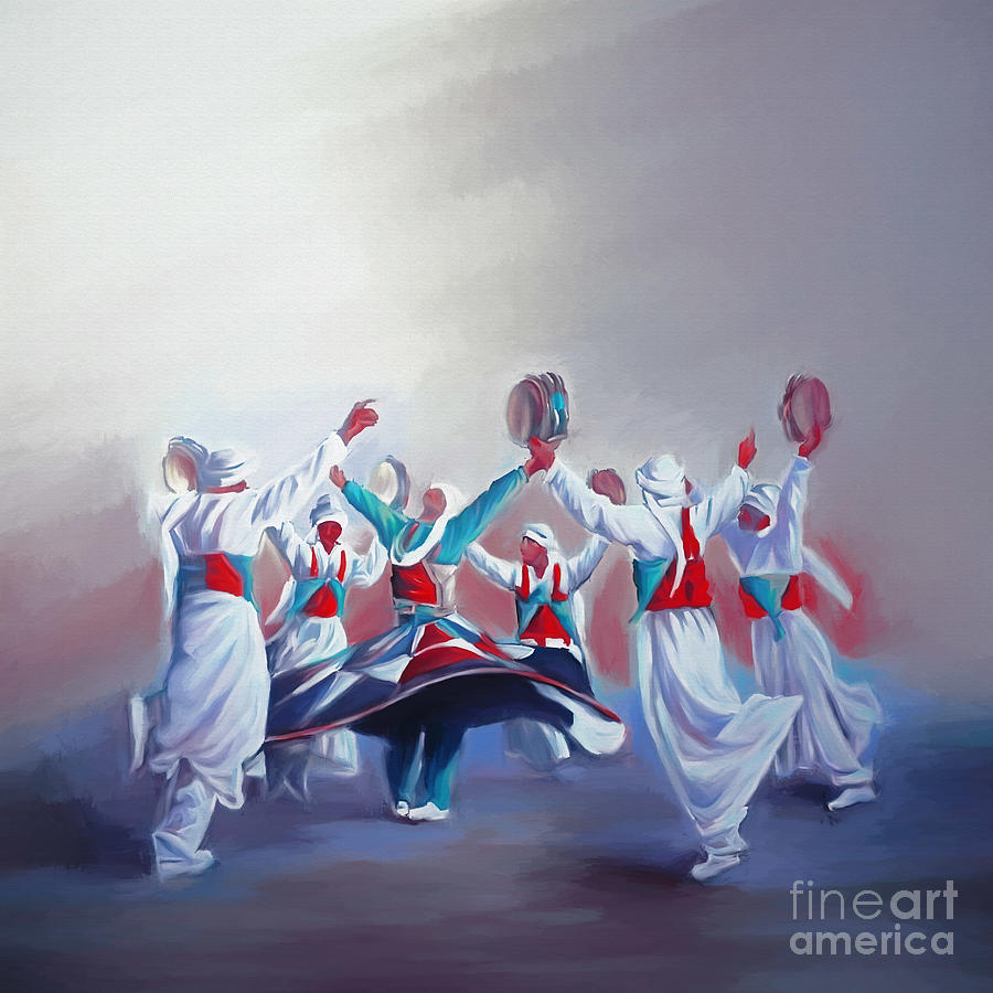 Arabians dancing in group Painting by Gull G