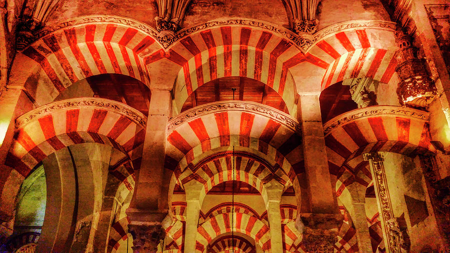 Arabic Arches in the Prayer Hall in the 10th Century Mezquita Mosque,  Cordoba City Photograph by Panoramic Images
