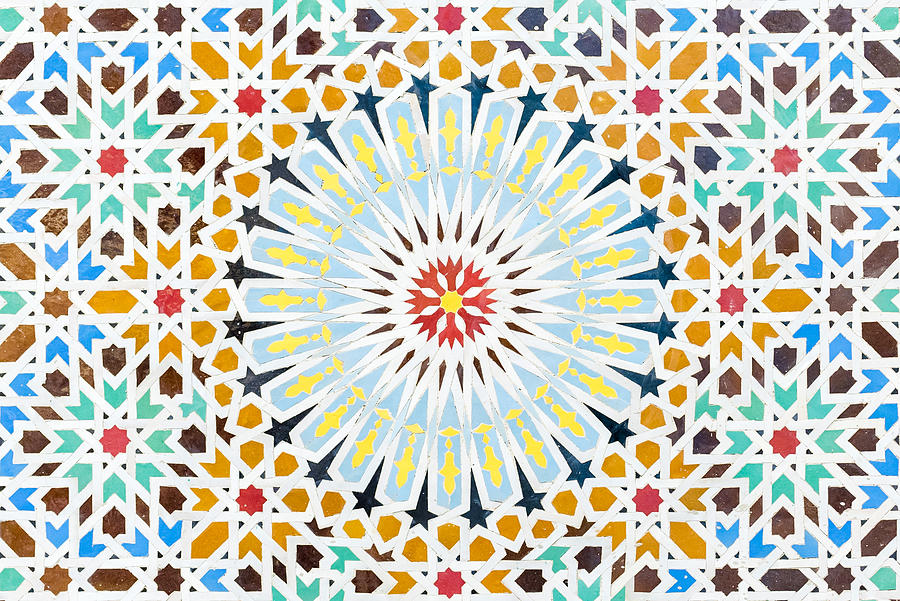 Arabic multi colored mosaic with geometric pattern Photograph by Richard Sharrocks