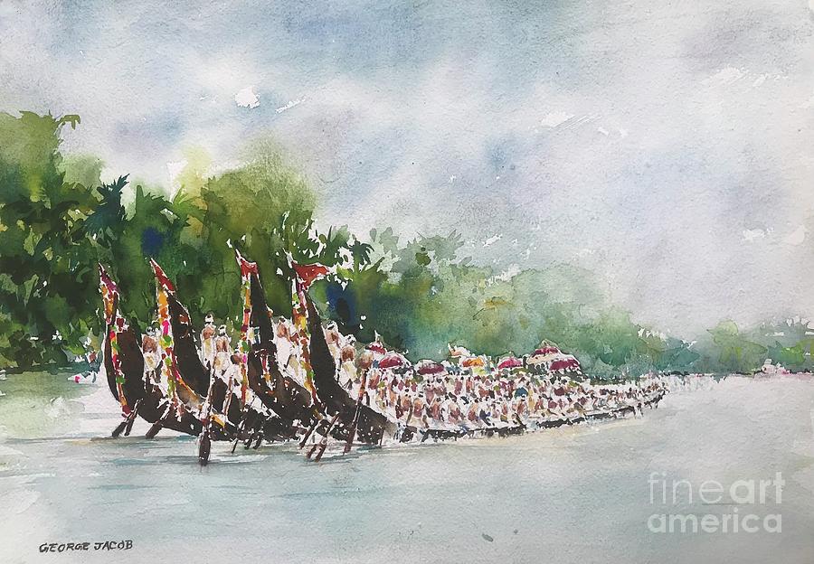 Aranmula boat race Painting by George Jacob