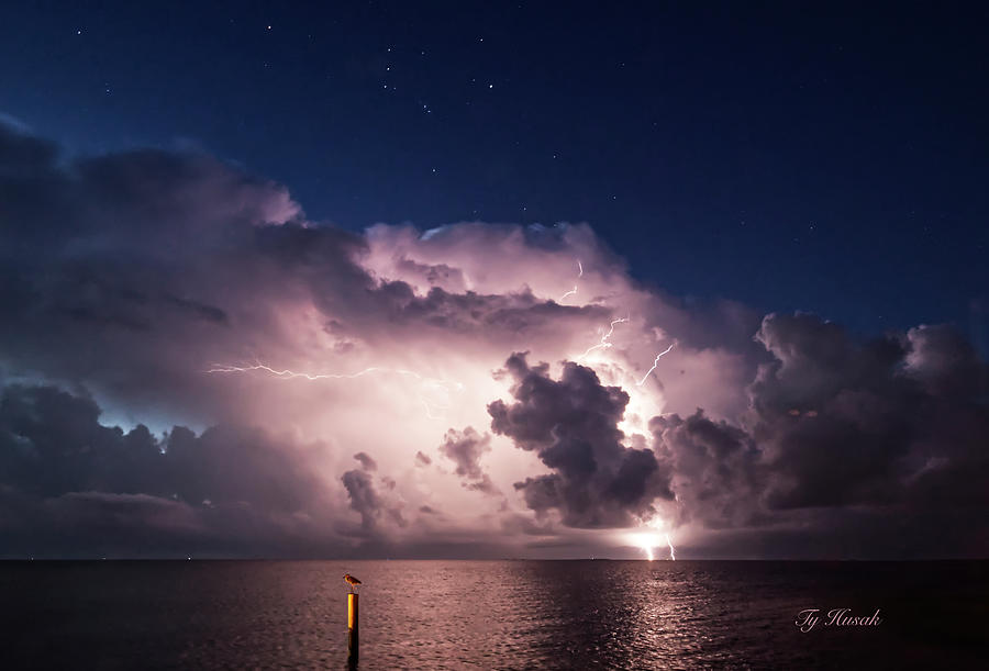 Lightning over Aransas Bay Photograph by Ty Husak