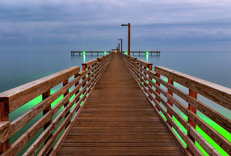 Aransas Bay Fulton Texas fishing pier Photograph by David Ilzhoefer