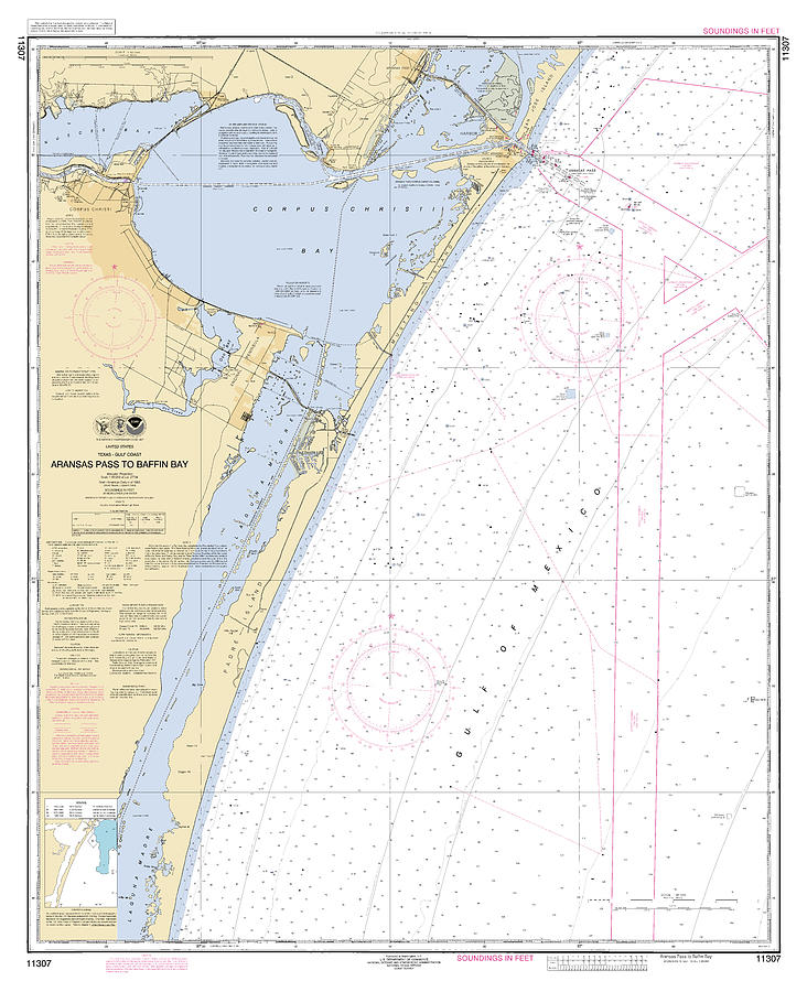 Aransas Pass To Baffin Bay Texas, Noaa Chart 11307 Digital Art by ...