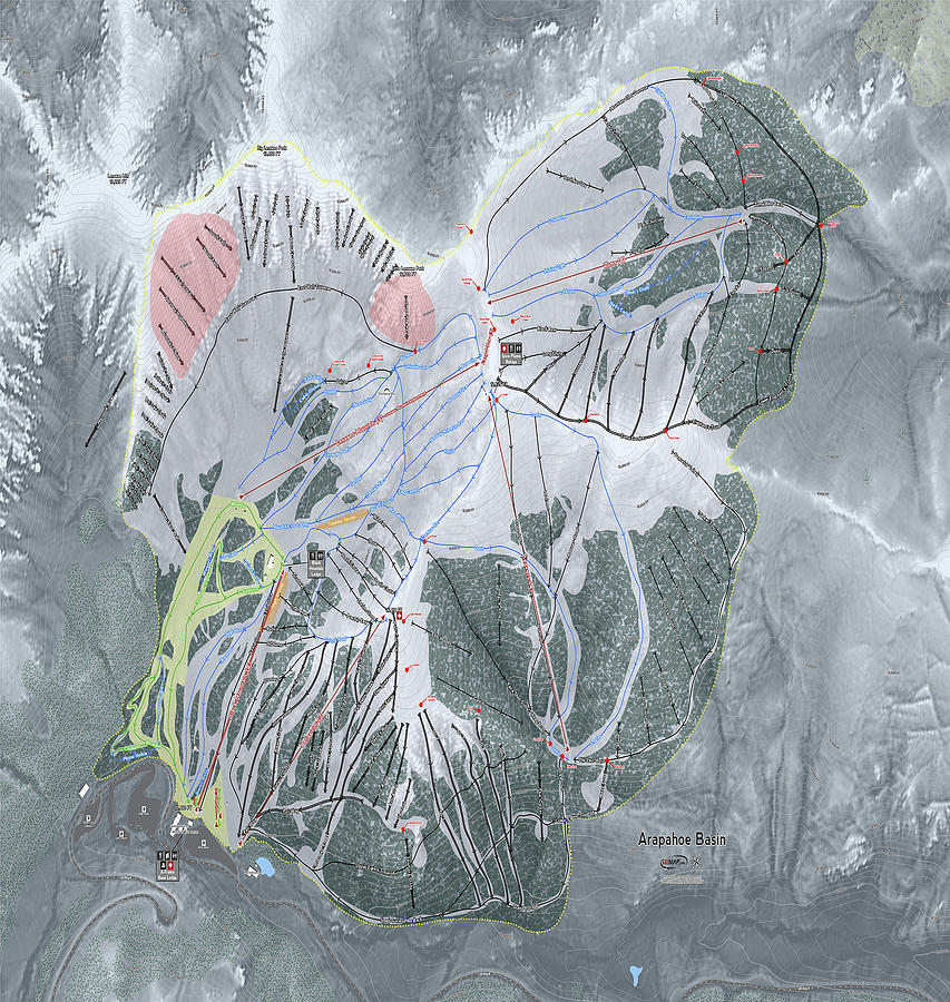 Arapahoe Basin Ski Resort Map Digital Art by Powder Addicts - Fine Art ...