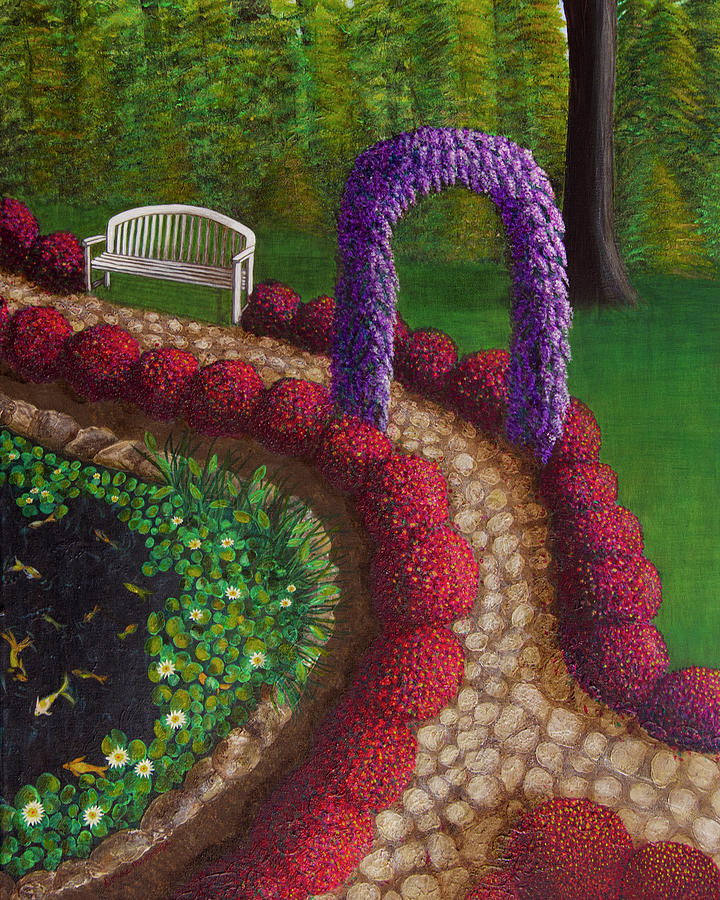 Arbor Walkway Painting by Donna Manaraze