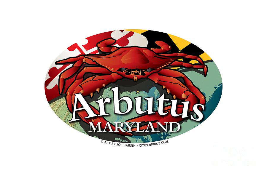 Arbutus Maryland Red Crab Oval Digital Art by Joe Barsin