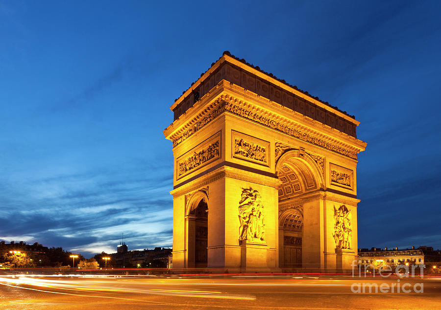 Arc de Triomphe at night, Place Charles de Gaulle, Champs Elysees, Paris, France Photograph by Neale And Judith Clark