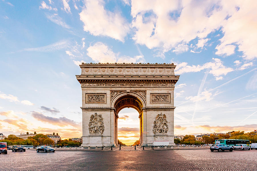 Arc de Triomphe at sunrise, Paris, France Photograph by Alexander Spatari
