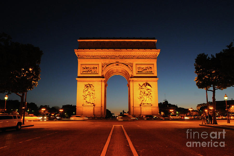 Arc De Triomphe Night View Photograph by John Stone