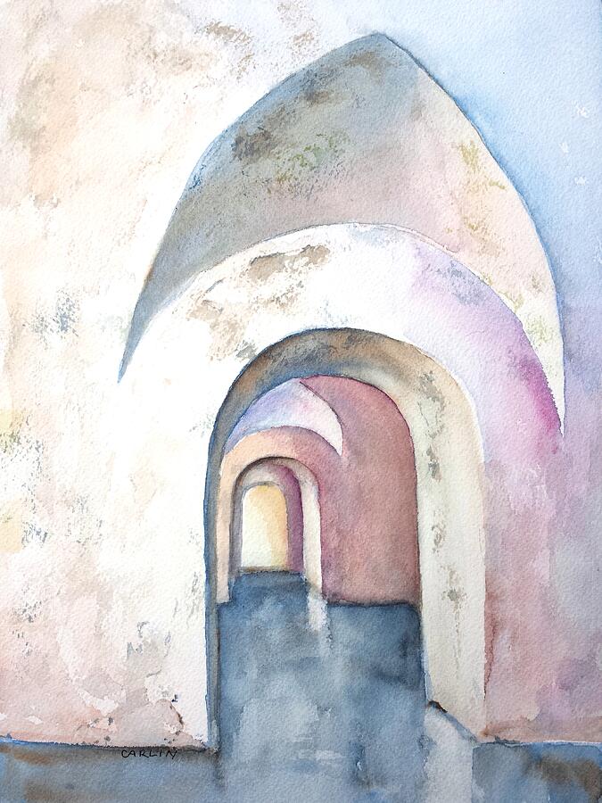 Arch Door Hallway Infinity Painting by Carlin Blahnik CarlinArtWatercolor