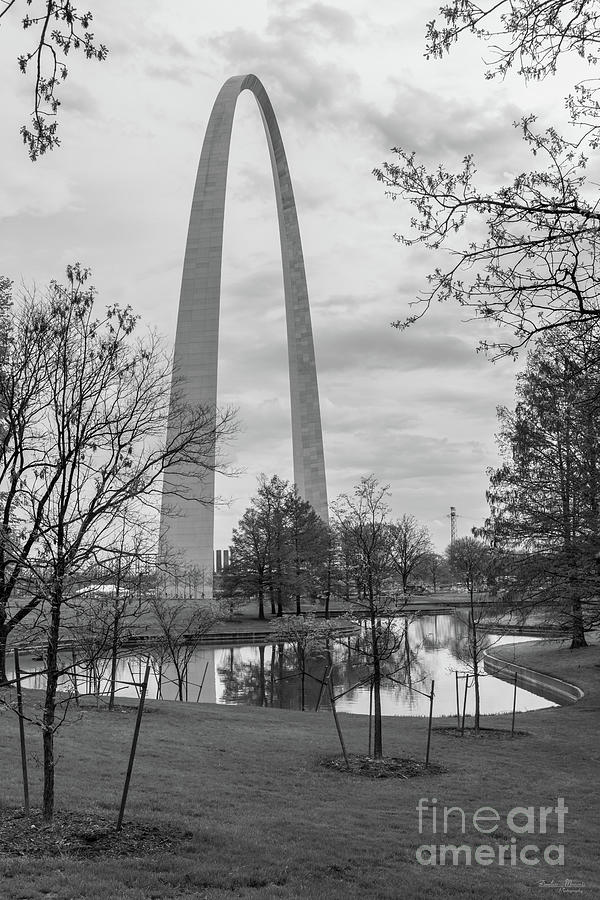 Arch From The Park Grayscale Photograph by Jennifer White