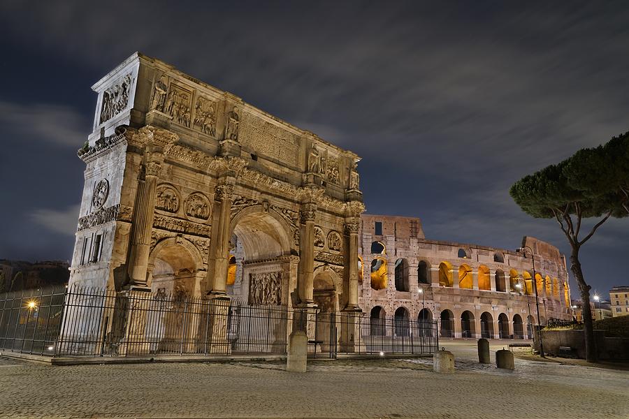 Arch Of Constantine And Colosseum Photograph by Alessandro Pezzo - Fine ...